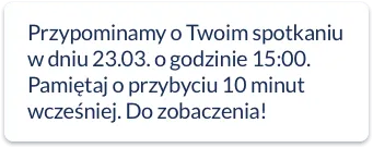 SMS o odwołaniu spotkania w DobrymGabinecie