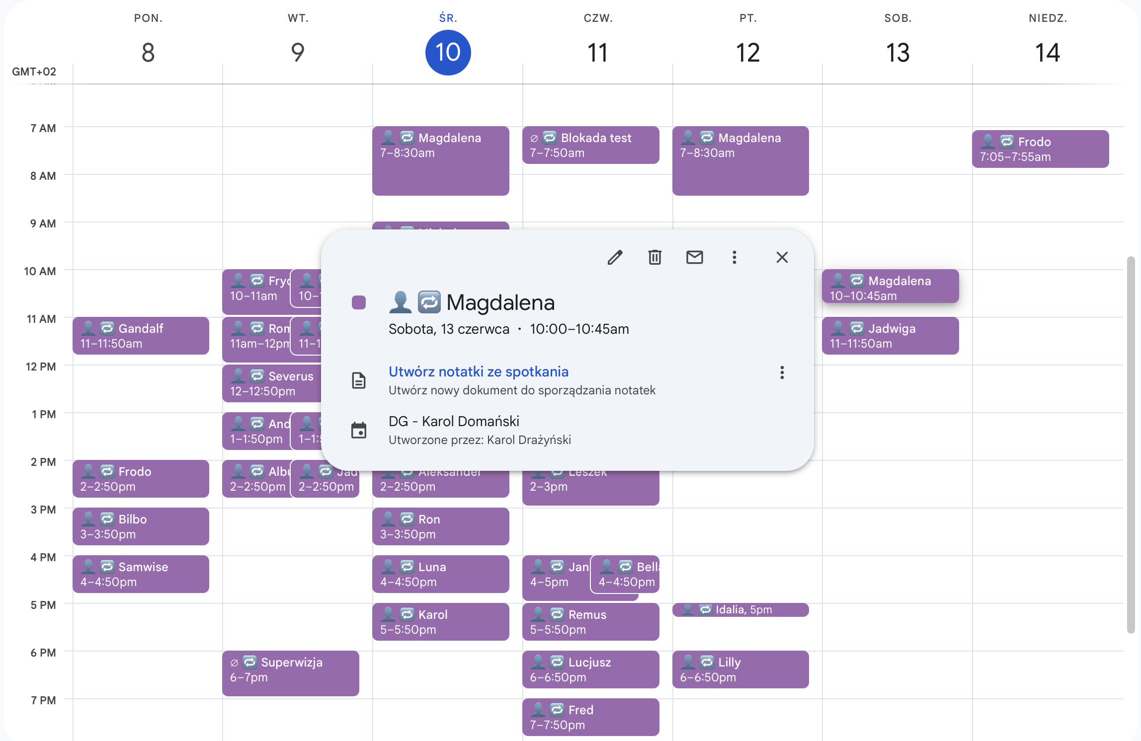 Jak wyglądają spotkania z DobregoGabinetu w kalendarzu Google?