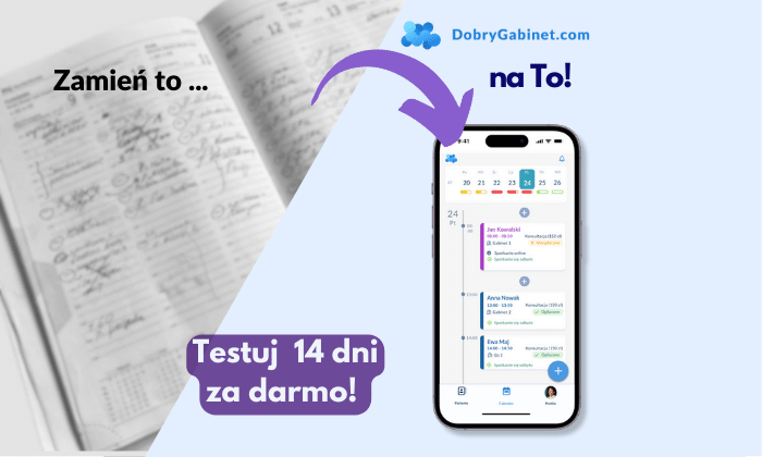 DobryGabinet to aplikacja mobilna dla terapeuty z kalendarzem