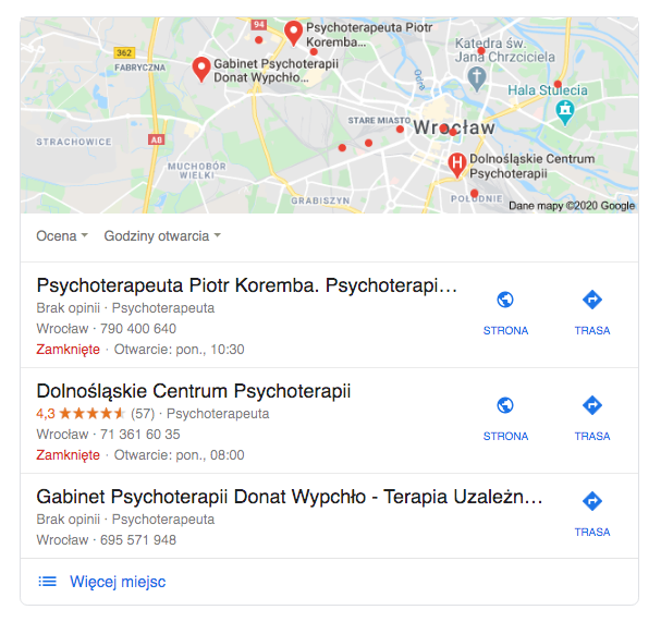 Wizytówka w Google maps to dobry sposób na promocję Twojego gabinetu psychologicznego.